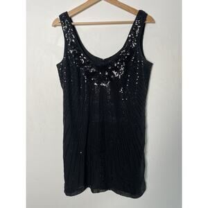 White House Black Market Sequin Tank Dress Women's Size 8 Little Black Dress